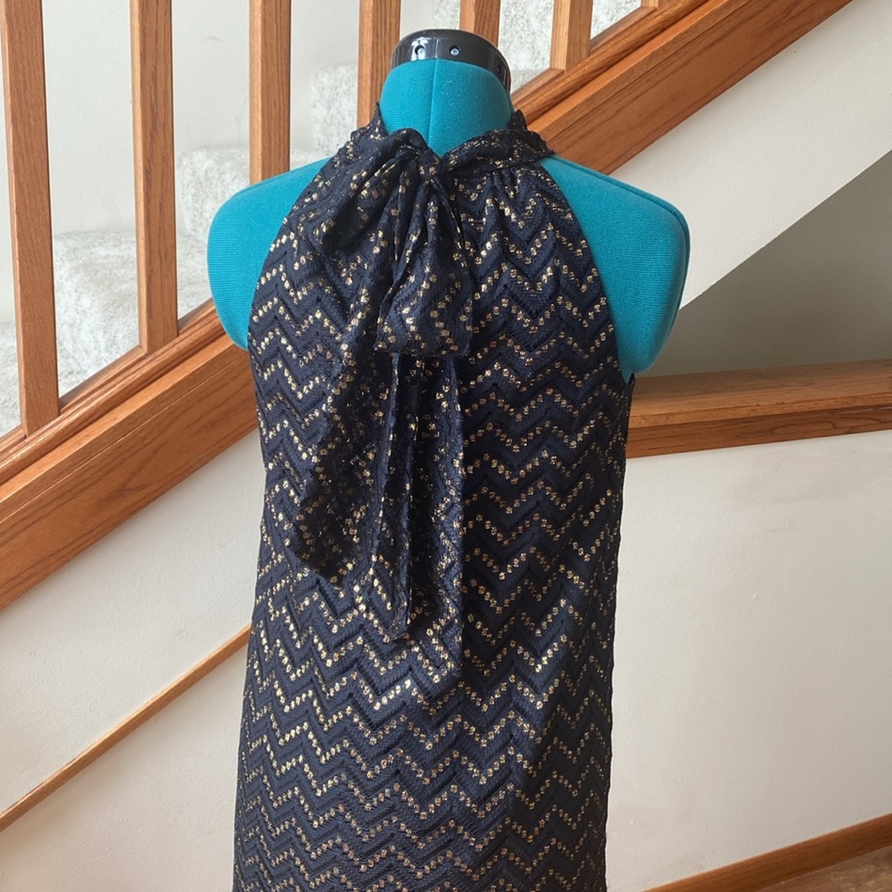 Trina Turk xs sleeveless shift dress gold and black - Picture 4 of 11